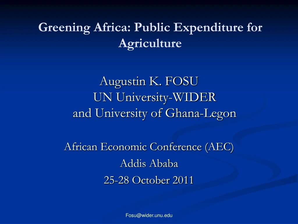 greening africa public expenditure for agriculture