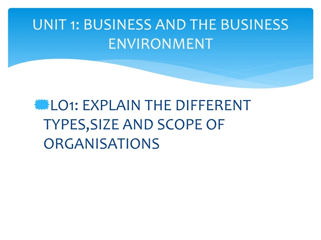 unit 1 business and the business environment