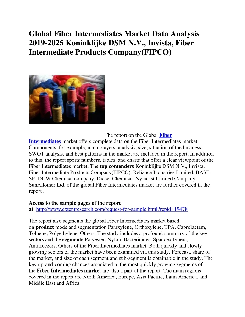 global fiber intermediates market data analysis