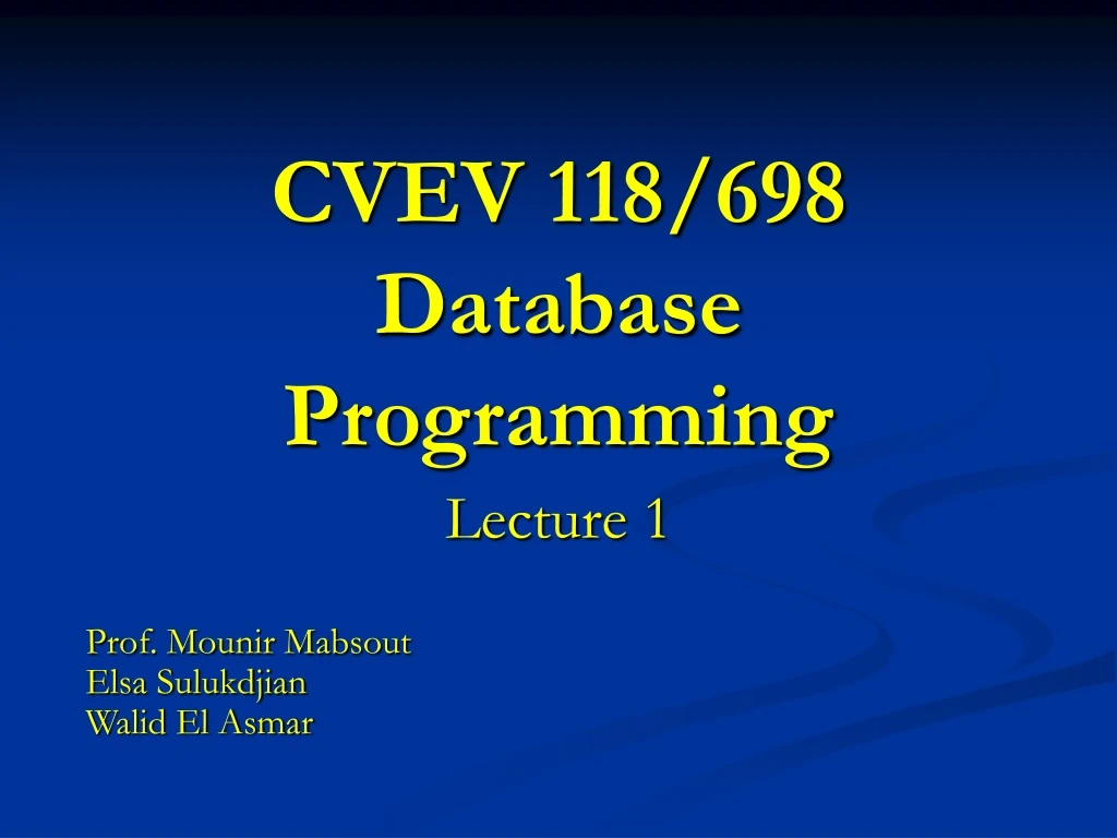 cvev 118 698 database programming