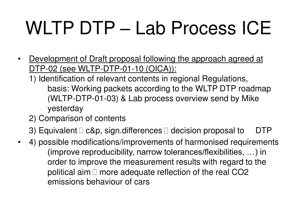 wltp dtp lab process ice