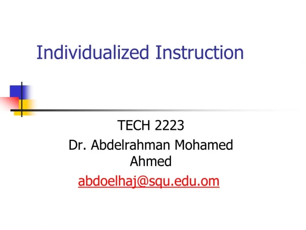 Individualized Instruction