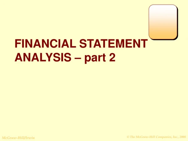 FINANCIAL STATEMENT ANALYSIS – part 2