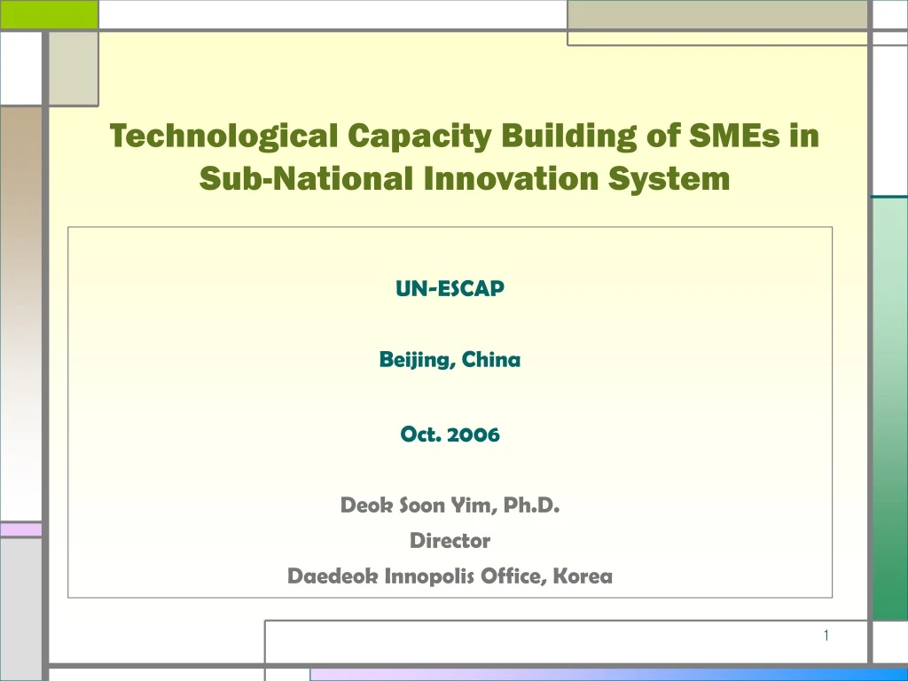 technological capacity building of smes in sub national innovation system