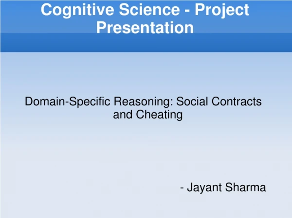 Cognitive Science - Project Presentation