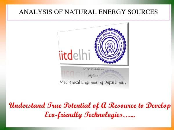 Analysis of NATURAL ENERGY SOURCES