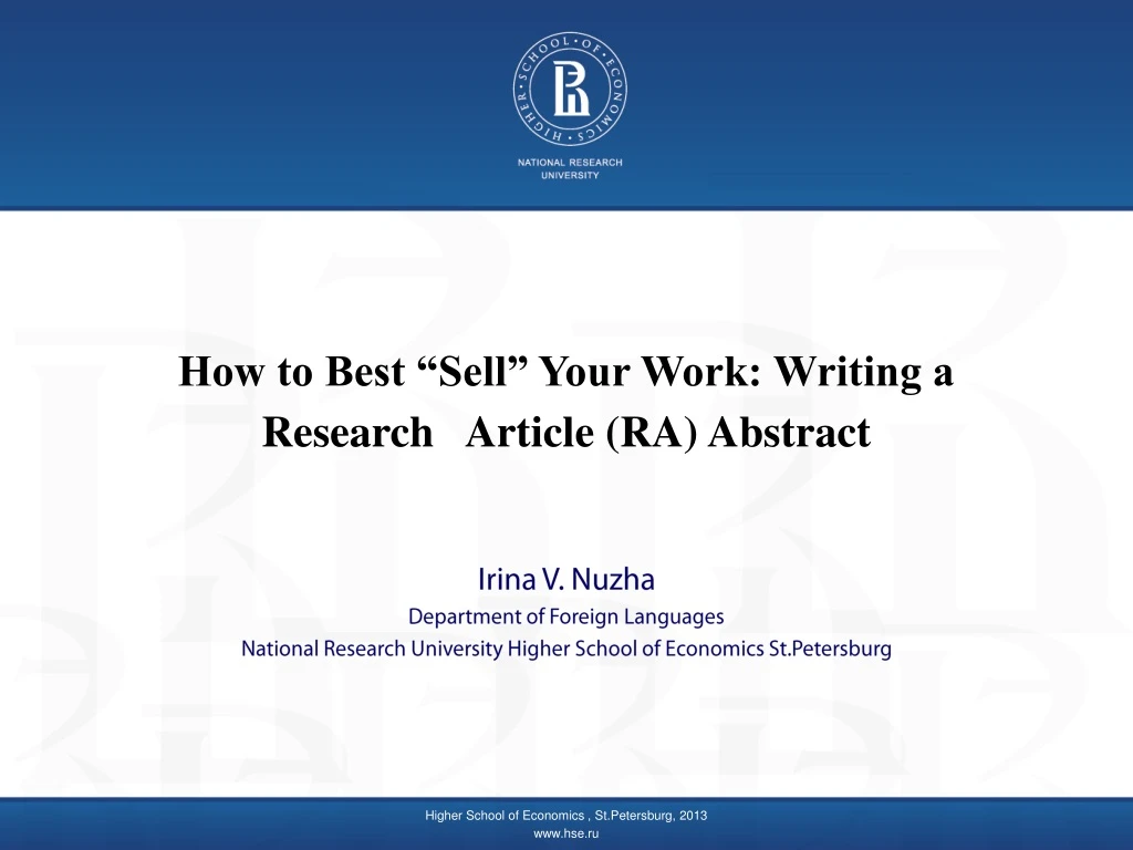 how to best sell your work writing a research article ra abstract