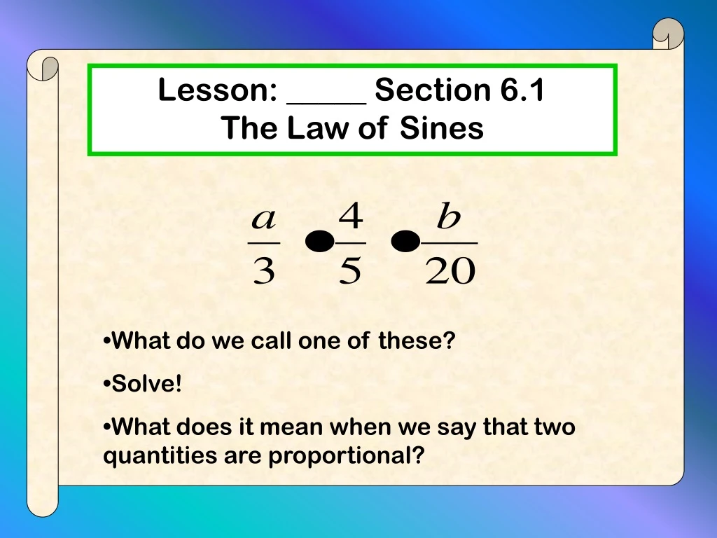 lesson section 6 1 the law of sines