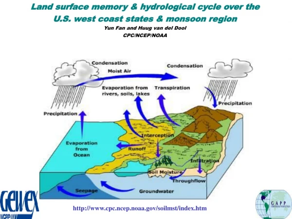 Land surface memory &amp; hydrological cycle over the  U.S. west coast states &amp; monsoon region