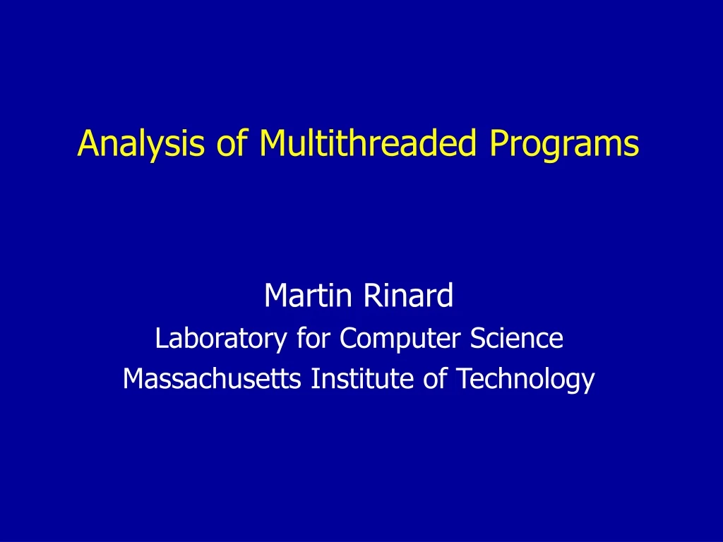 analysis of multithreaded programs