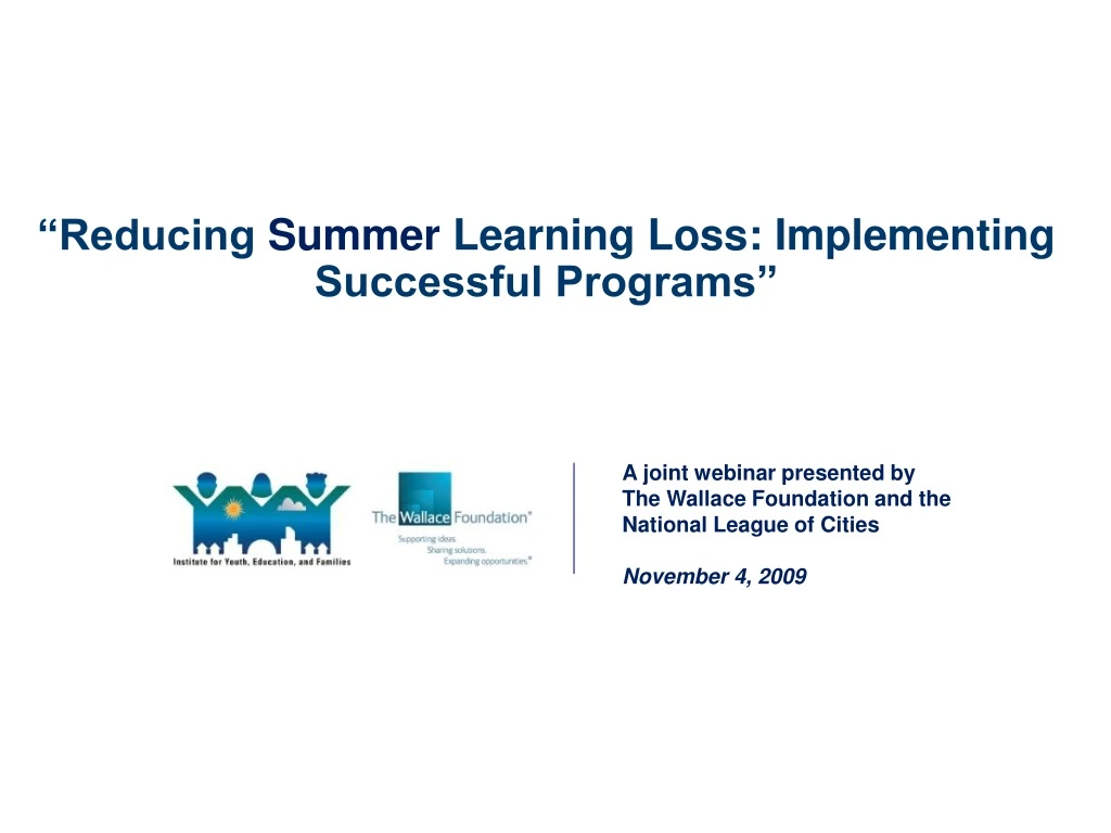 reducing summer learning loss implementing