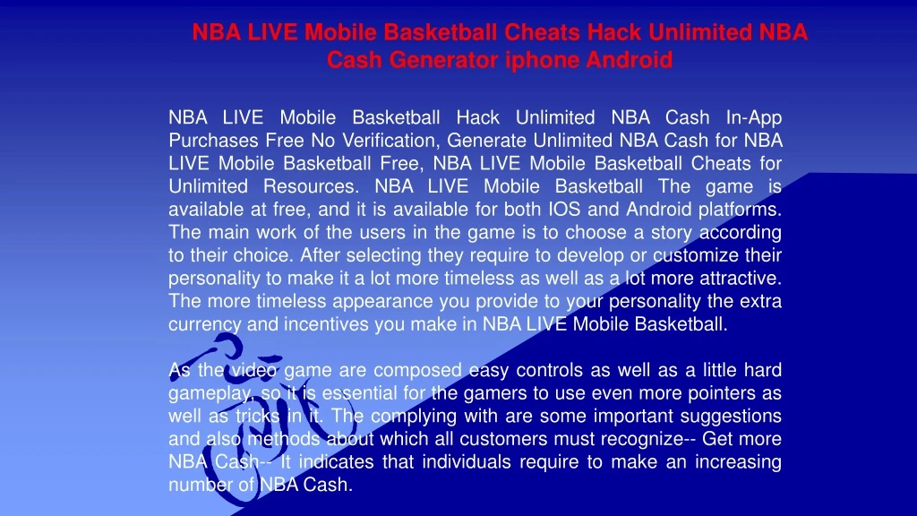 nba live mobile basketball cheats hack unlimited
