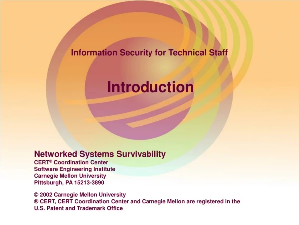 Information Security for Technical Staff Introduction