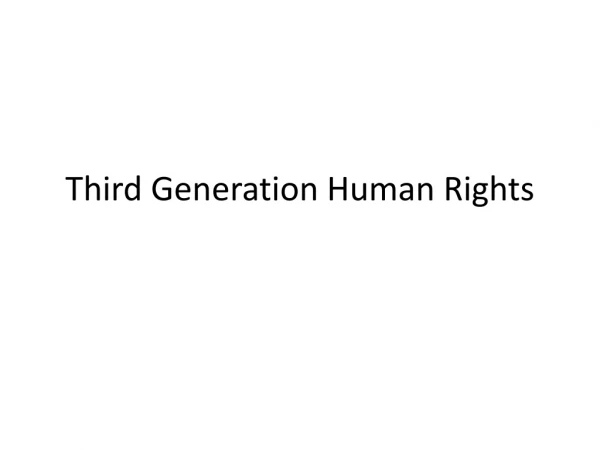 Third Generation Human Rights