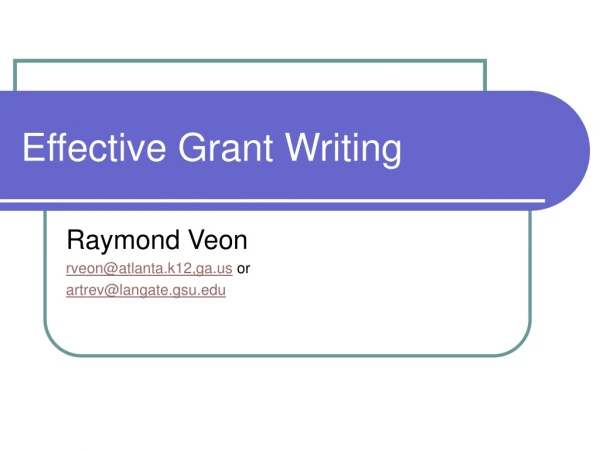 Effective Grant Writing