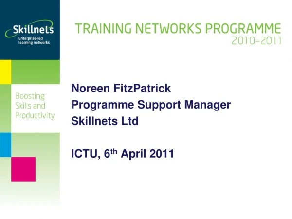 Noreen FitzPatrick  Programme Support Manager Skillnets Ltd ICTU, 6 th  April 2011