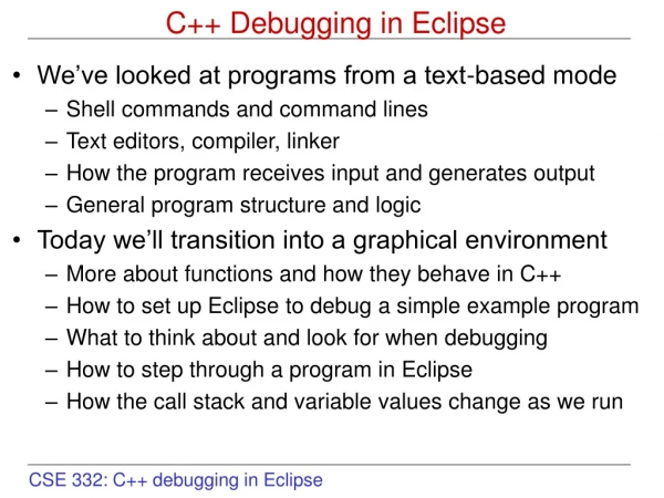 C++ Debugging in Eclipse