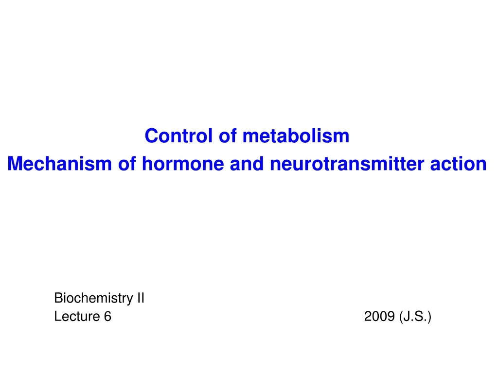 control of metabolism mechanism of hormone