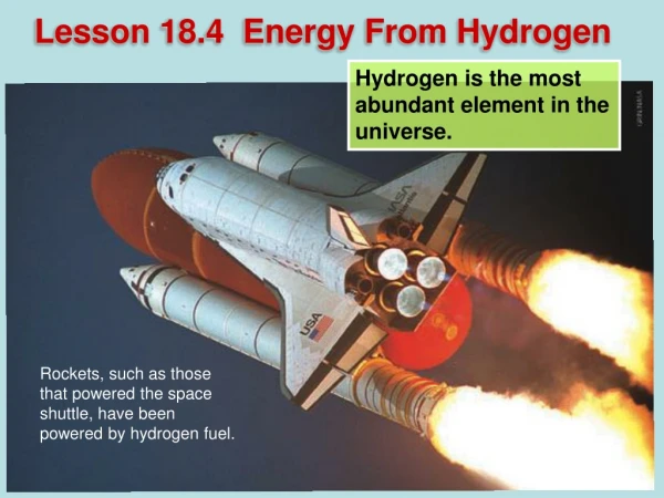 Lesson 18.4  Energy From Hydrogen