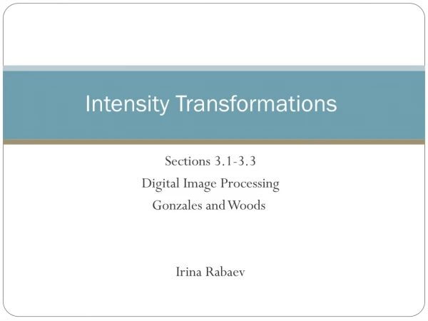 Intensity Transformations