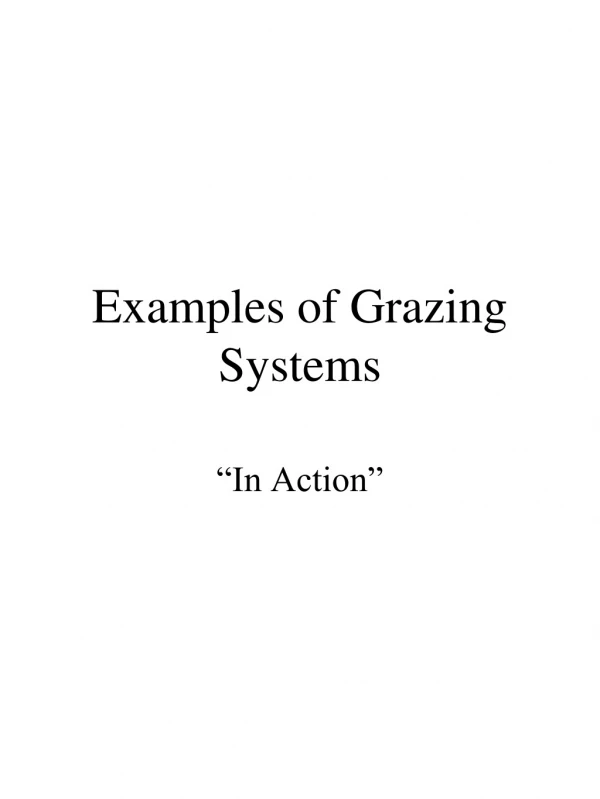 Examples of Grazing Systems