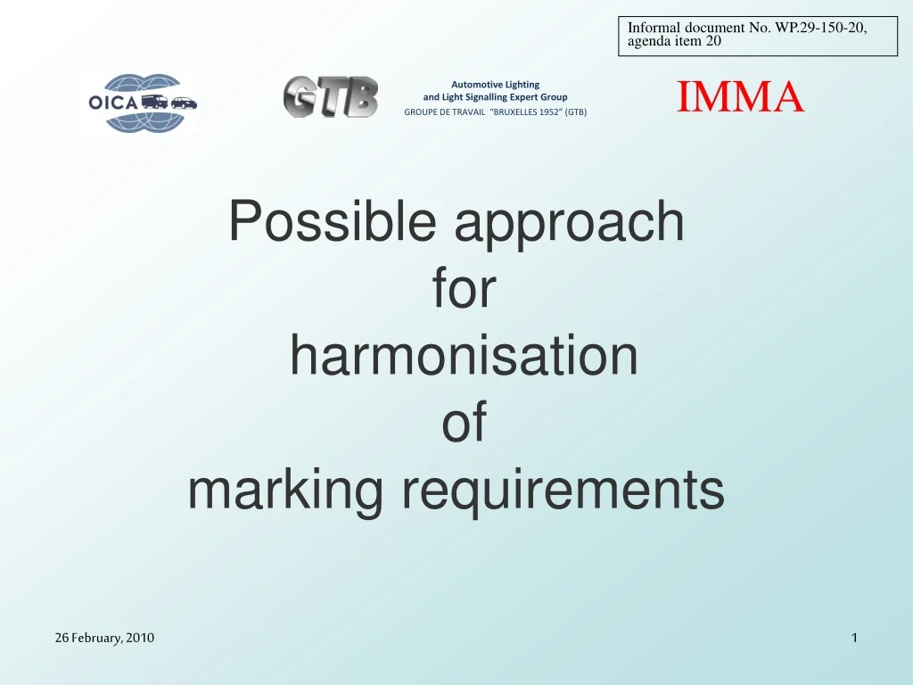 possible approach for harmonisation of marking requirements