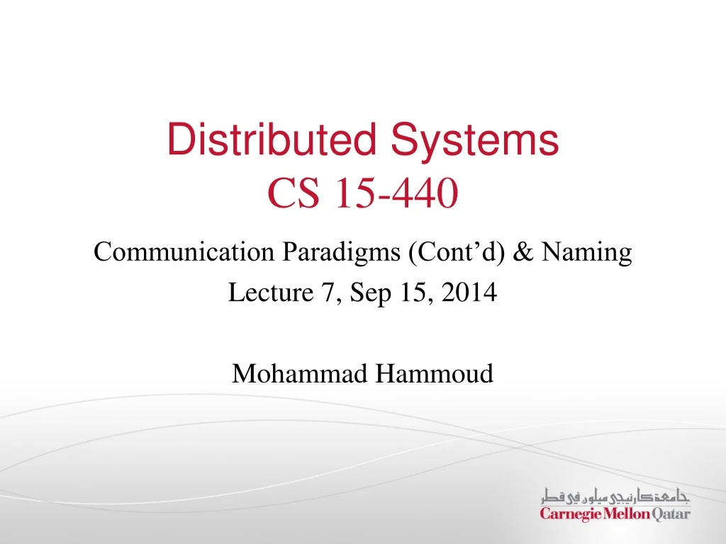 distributed systems cs 15 440