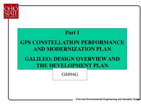 Part I GPS CONSTELLATION PERFORMANCE AND MODERNIZATION PLAN