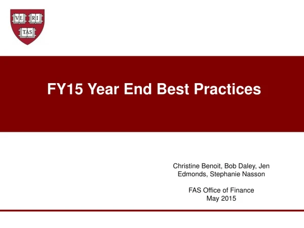 FY15 Year End Best Practices