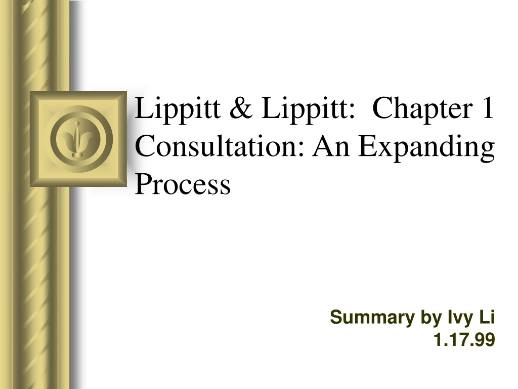 lippitt lippitt chapter 1 consultation an expanding process
