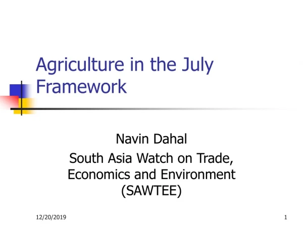 Agriculture in the July Framework