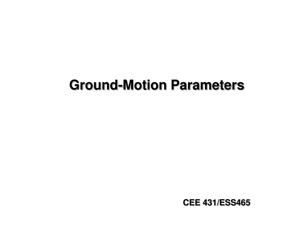 ground motion parameters