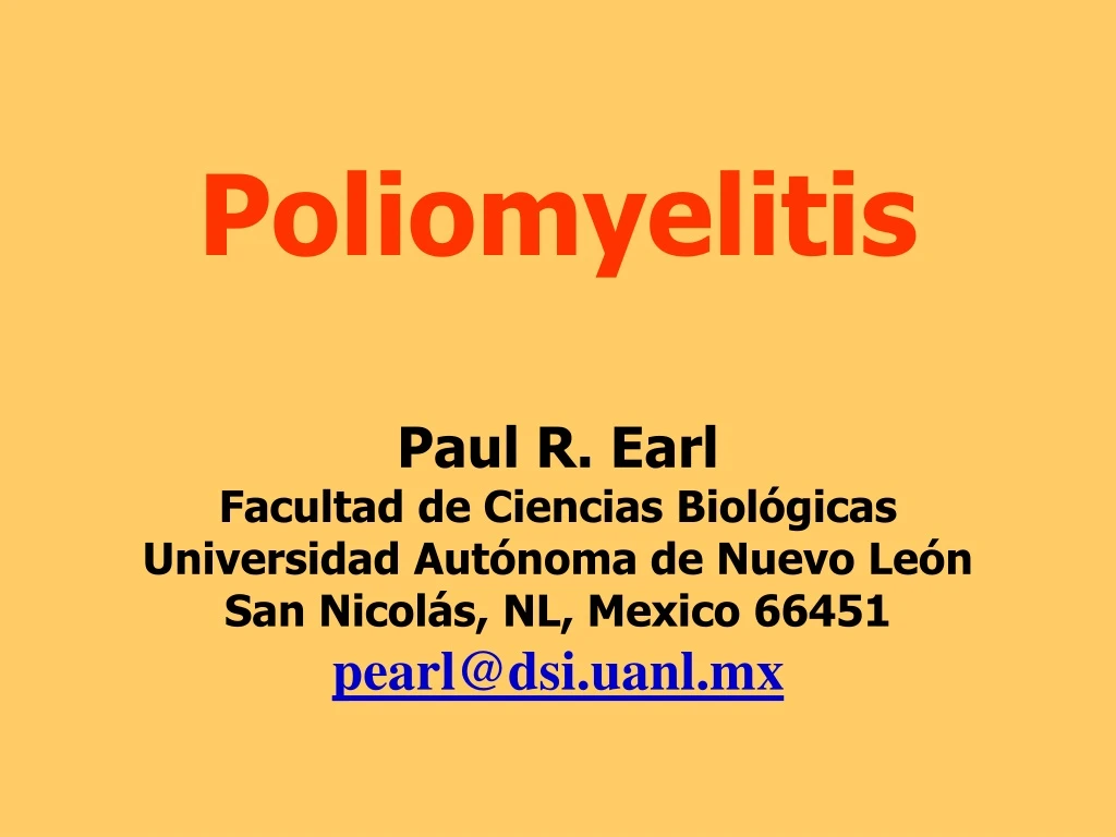 poliomyelitis p aul r earl facultad de ciencias