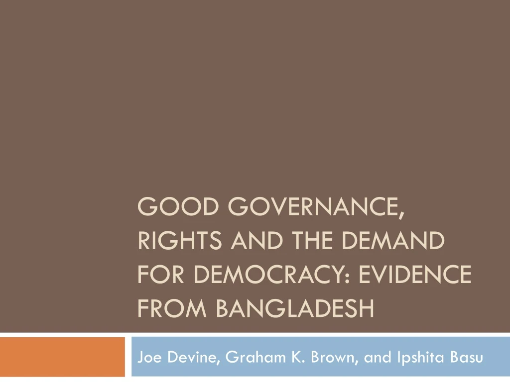 good governance rights and the demand for democracy evidence from bangladesh