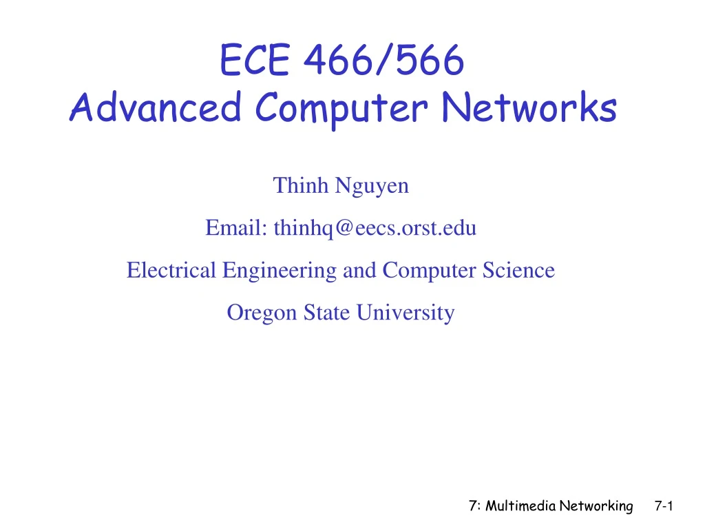 ece 466 566 advanced computer networks