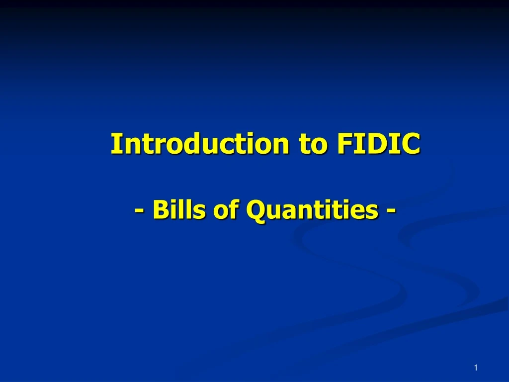 introduction to fidic bills of quantities