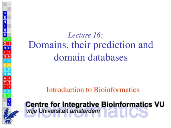 Domains, their prediction and domain databases