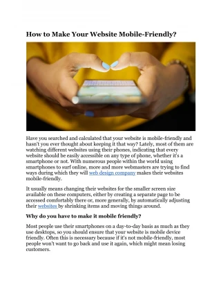 How to Make Your Website Mobile-Friendly? - slide 1