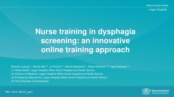 Nurse training in dysphagia screening: an innovative online training approach