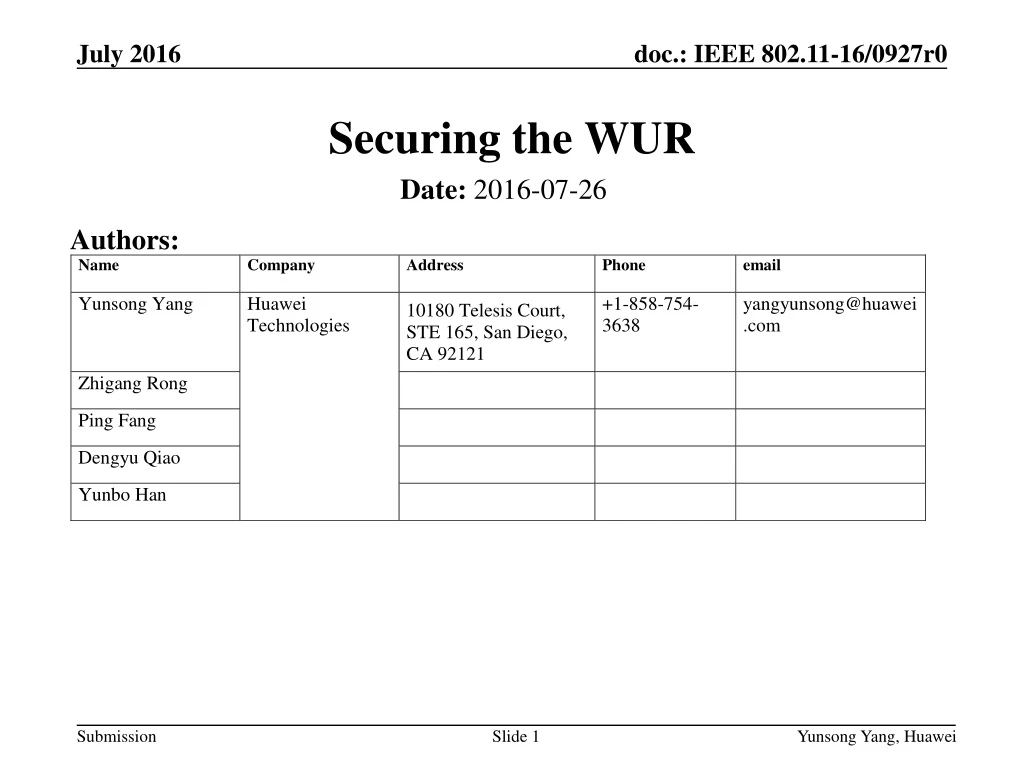 securing the wur