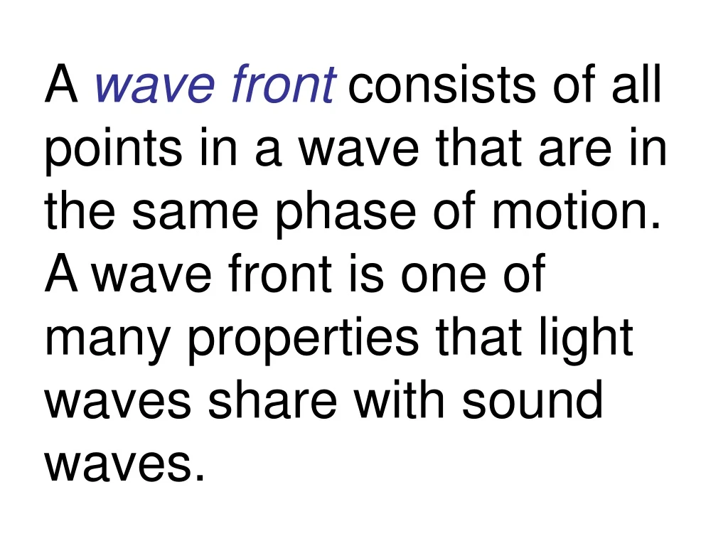a wave front consists of all points in a wave