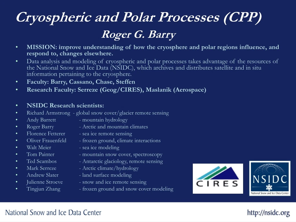 cryospheric and polar processes cpp roger g barry