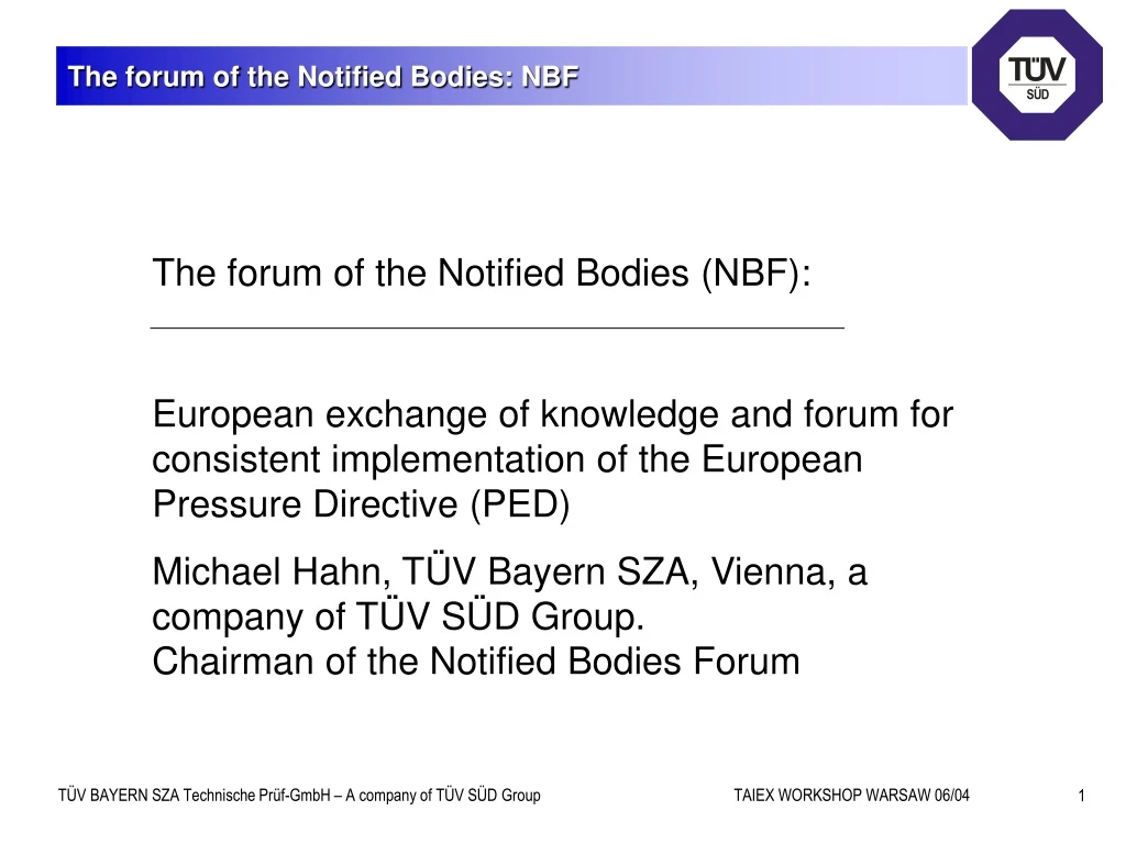 the forum of the notified bodies nbf