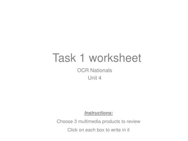 Task 1 worksheet