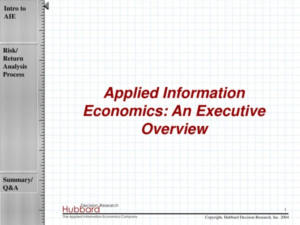 Applied Information Economics: An Executive Overview