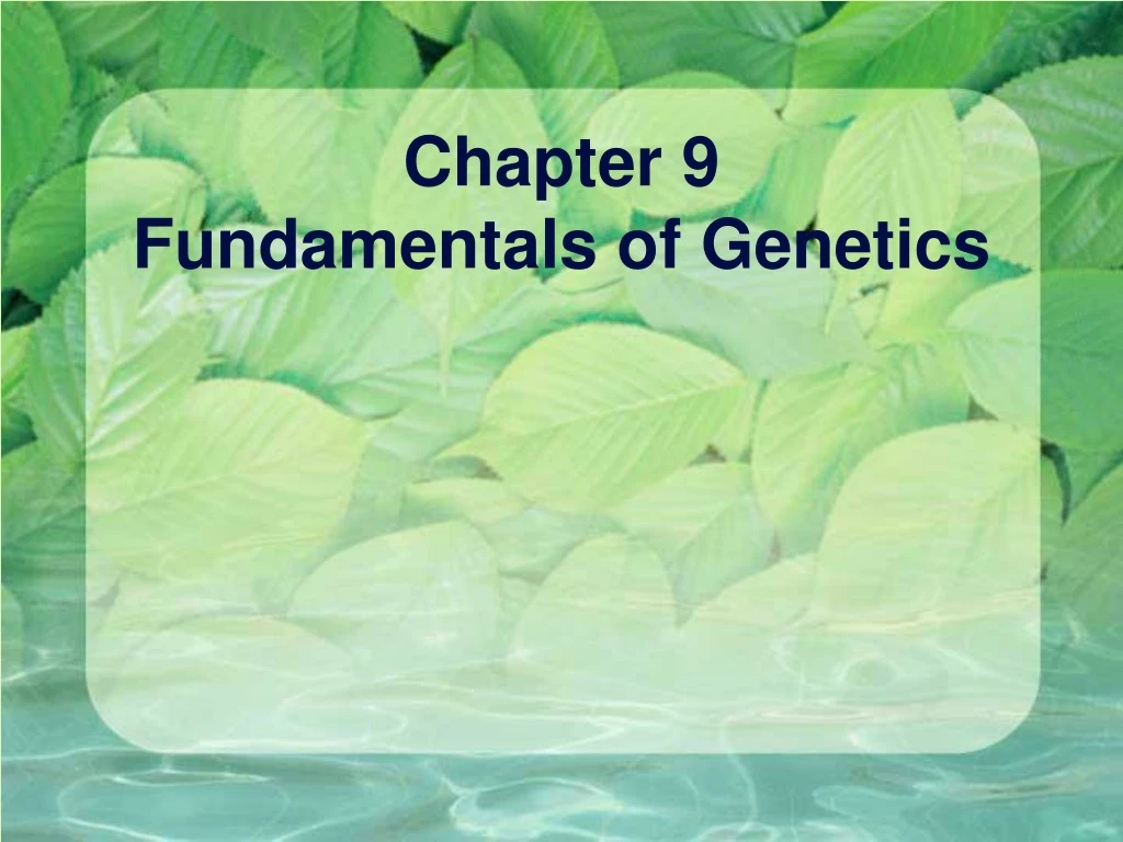 chapter 9 fundamentals of genetics