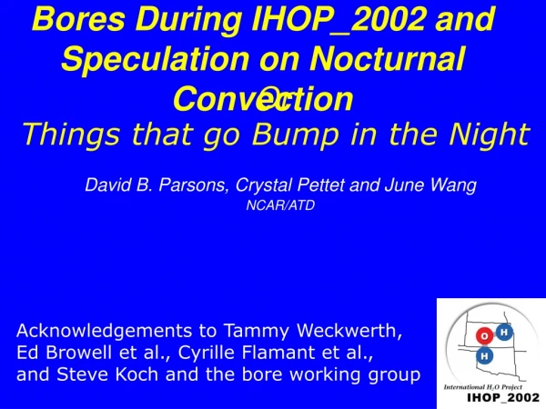 Bores During IHOP_2002 and Speculation on Nocturnal Convection