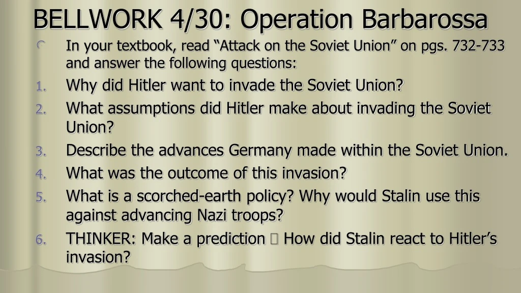 bellwork 4 30 operation barbarossa