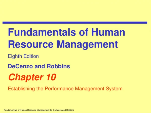 Chapter 10 Establishing the Performance Management System