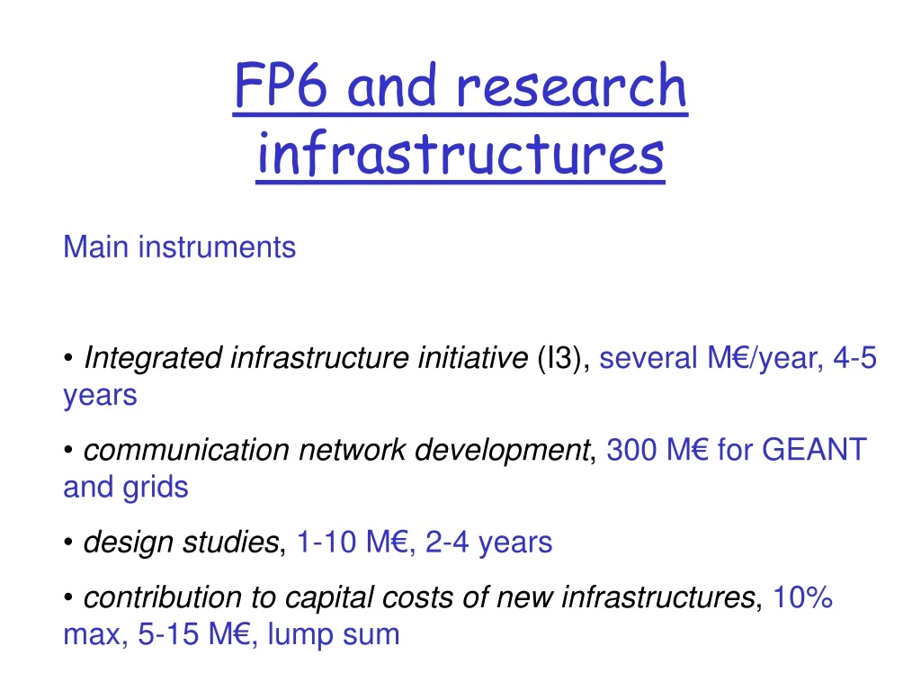 fp6 and research infrastructures